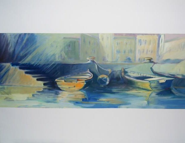 « Au port « huile / papier, 30-65 cm