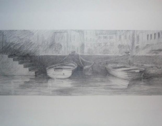 « Au port » crayon/papier, 30-65 cm